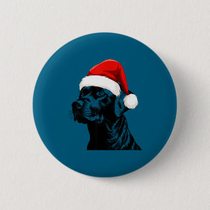 Black Lab Labrador Santa Hat Christmas Holiday Pet 6 Cm Round Badge