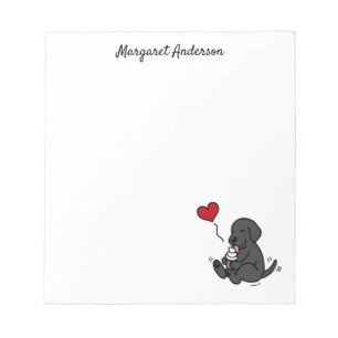 Black Lab Licking Ice Cream Cartoon Notepad