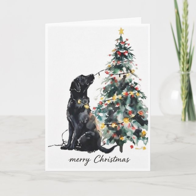 Black lab Merry Christmas  Card (Front)