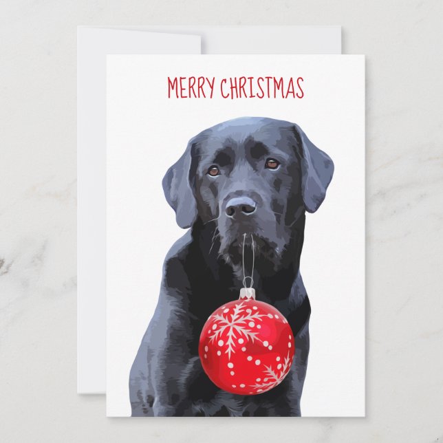 Black Lab Merry Christmas  - Cute Labrador Dog Invitation (Front)