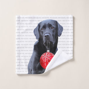 Black Lab Merry Christmas - Cute Labrador Dog Wash Cloth