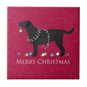 Black Lab Merry Christmas Design Ceramic Tile