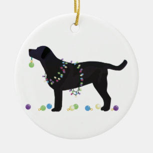 Black Lab Merry Christmas Design Ceramic Tree Decoration
