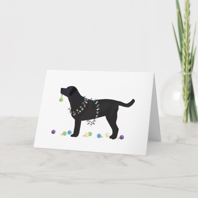 Black Lab Merry Christmas Design Holiday Card (Front)