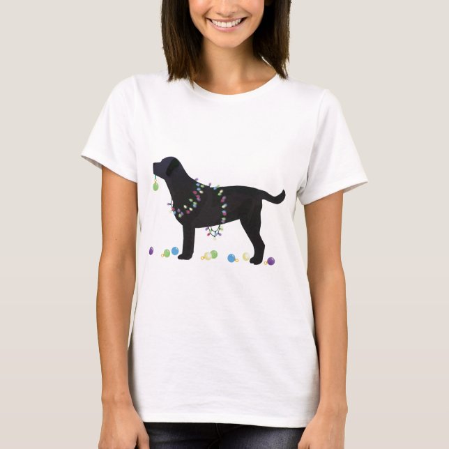 Black Lab Merry Christmas Design T-Shirt (Front)