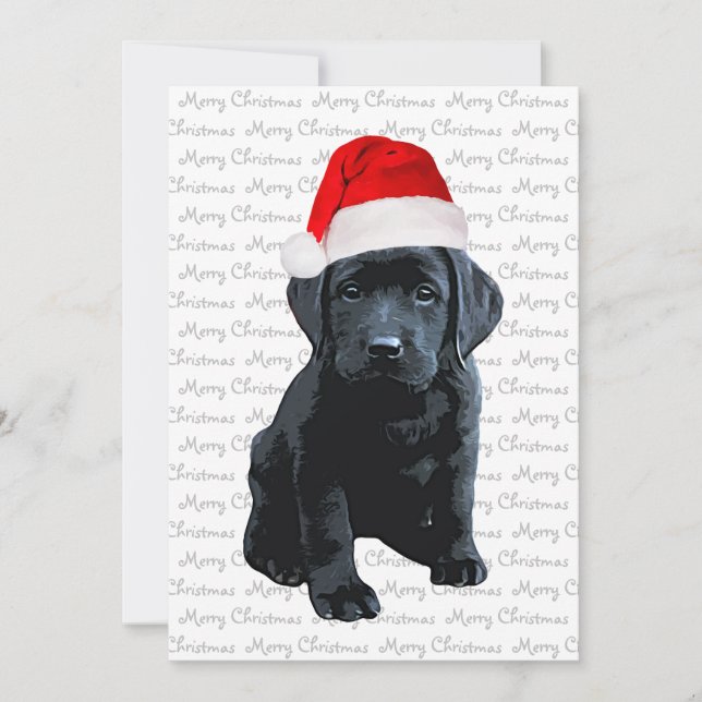 Black Lab Merry Christmas Labrador Dog Santa Puppy Holiday Card (Front)