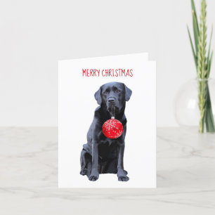 Black Lab Merry Christmas- Labrador Puppy Cute Dog Holiday Card
