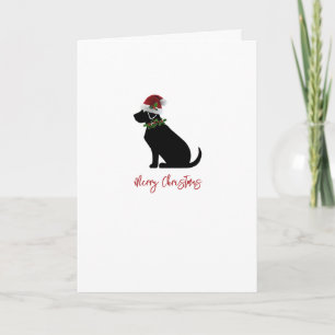 Black Lab Merry Christmas Silhouette Fun Modern Card