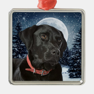 Black Lab Metal Ornament