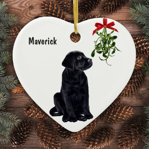 Black Lab Mistletoe Christmas Ornament