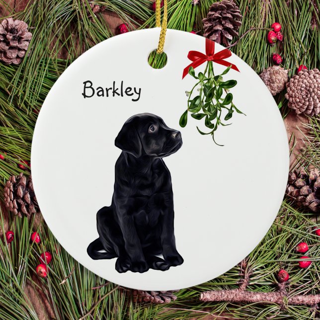 Black Lab Mistletoe Pet Dog Christmas Ceramic Tree Decoration (Creator Uploaded)