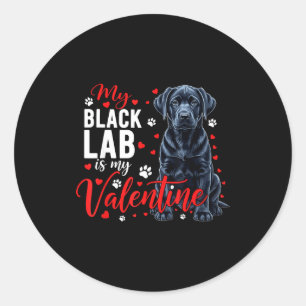 Black lab mom valentine dog lovers cute valentine' classic round sticker