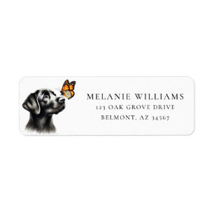 Black Lab Monarch Butterfly Return Address Label