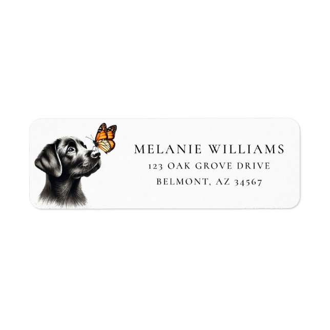 Black Lab Monarch Butterfly Return Address Label (Front)