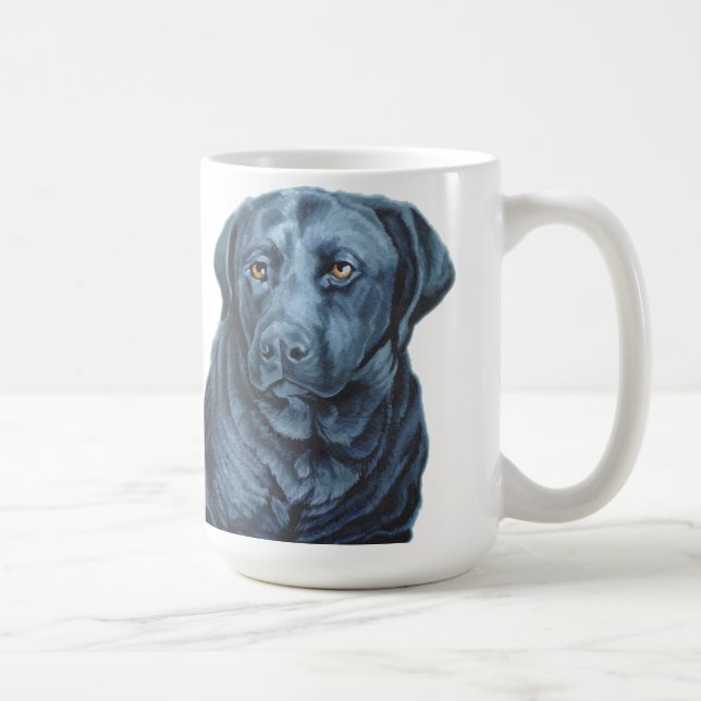 Black Lab Mug Coffee Cup Blue Dog Art Cup (Right)