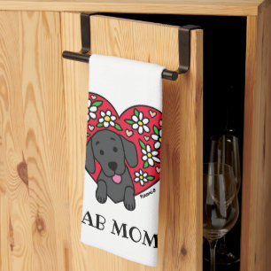 Black Lab Mum Floral Heart Kitchen Towel