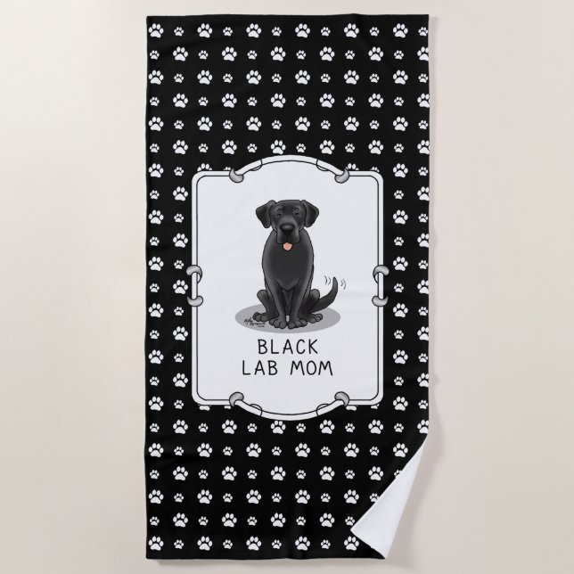 Black Lab Mum (Labrador Retriever Mum) Cute Dog Beach Towel (Front)