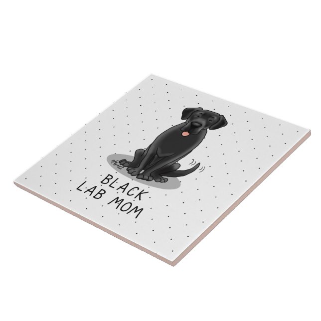 Black Lab Mum (Labrador Retriever Mum) Cute Dog Ceramic Tile (Side)