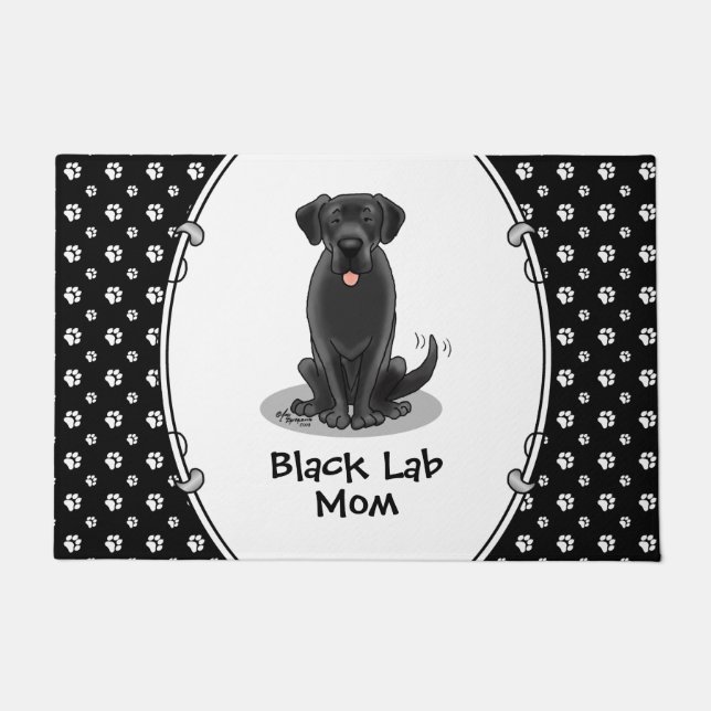 Black Lab Mum (Labrador Retriever Mum) Cute Dog Doormat (Front)