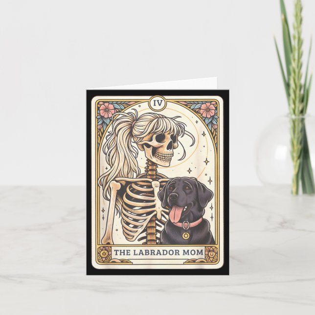 Black Lab Mum Tarot Card Black Labrador Skeleton (Front)