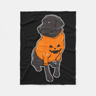 Black Lab Mutt Puppy Dog Halloween Pumpkin Fleece Blanket