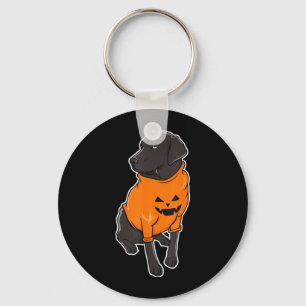 Black Lab Mutt Puppy Dog Halloween Pumpkin Key Ring
