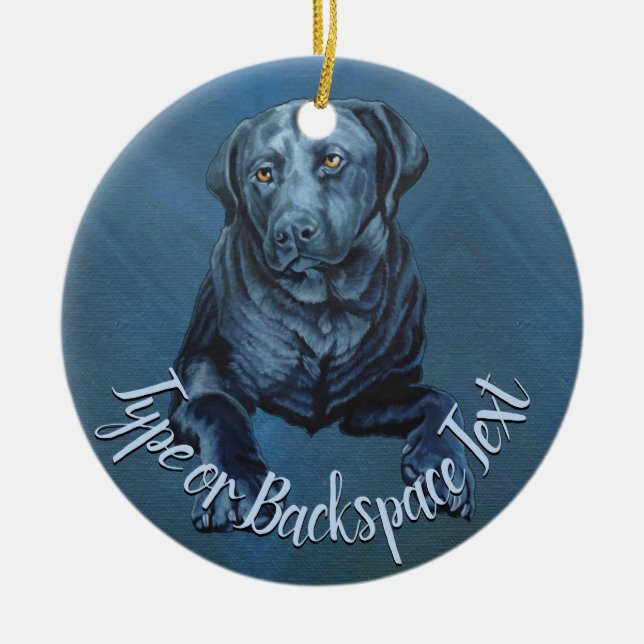 Black Lab Ornament Personalised Dog Art Decoration (Front)