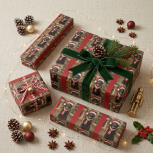 Black Lab Paw Print Happy Howlidays Pattern Wrapping Paper