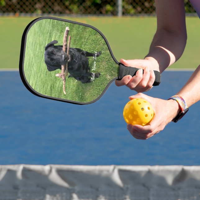 Black Lab Personalised Dog Photo and Name  Pickleball Paddle (Insitu)