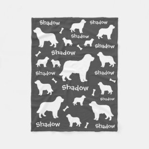 Black Lab Personalised Grey Dog  Fleece Blanket
