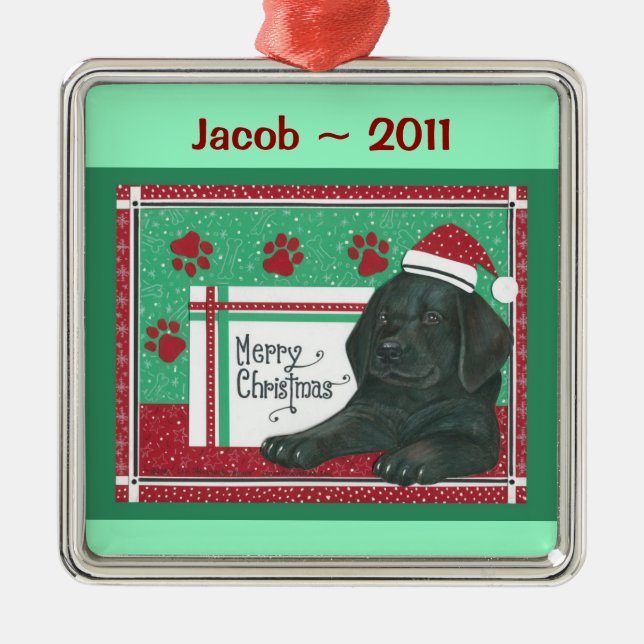 Black Lab Personalised Ornament (Front)