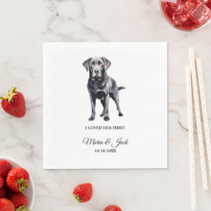 Black Lab Personalised Pet Wedding Cocktail Napkin