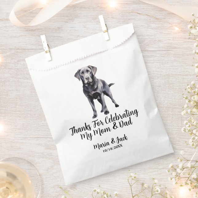 Black Lab Personalised Pet Wedding  Favour Bag (Clipped)