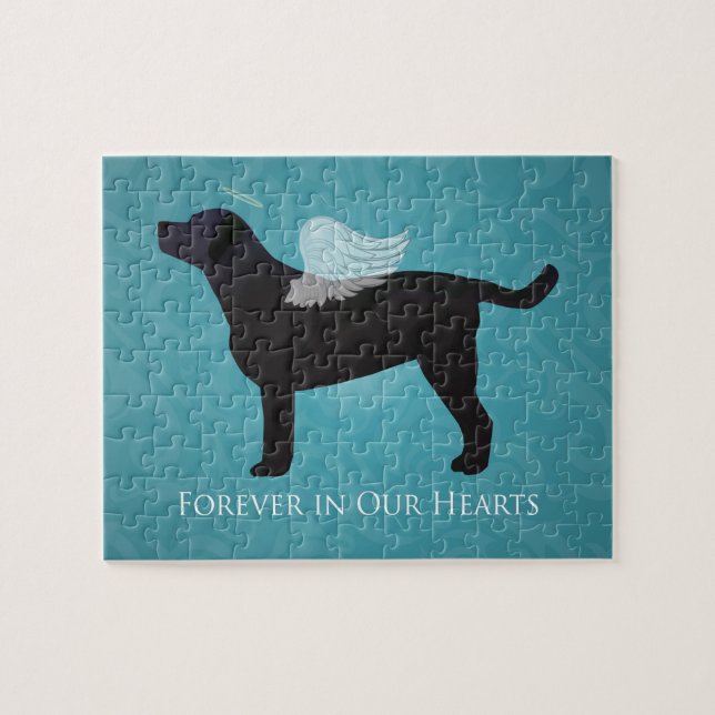 Black Lab Pet Memorial Sympathy Pet Loss Design Jigsaw Puzzle (Horizontal)