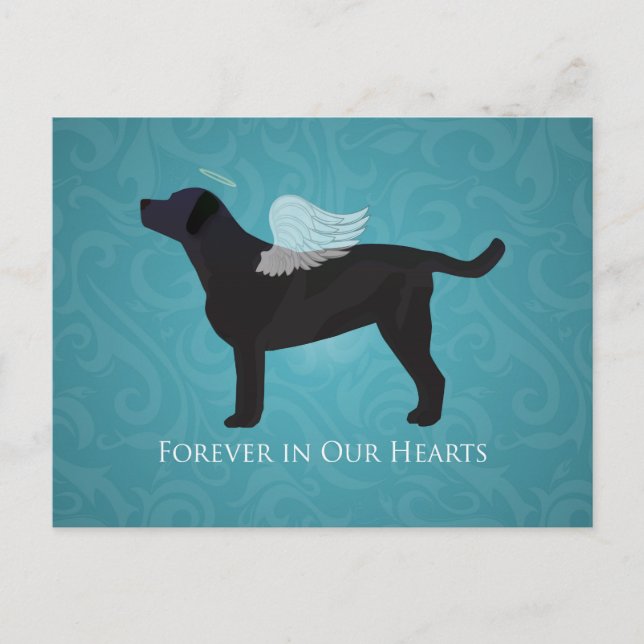 Black Lab Pet Memorial Sympathy Pet Loss Design Postcard (Front)