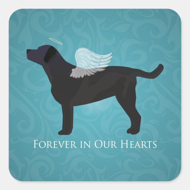 Black Lab Pet Memorial Sympathy Pet Loss Design Square Sticker (Front)
