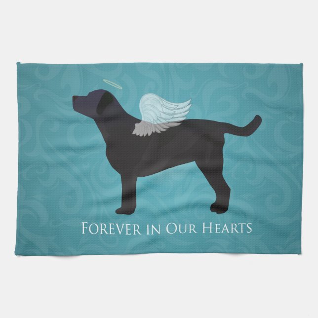 Black Lab Pet Memorial Sympathy Pet Loss Design Tea Towel (Horizontal)