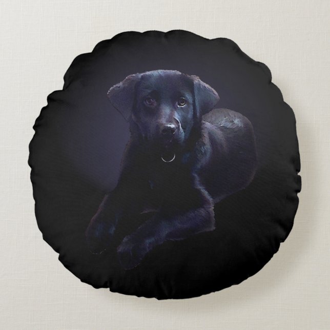  Black Lab Pillow Rosey Puppy Dog Throw Pillow (Front)