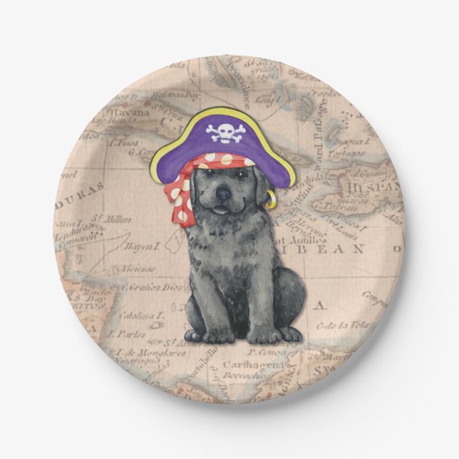 Black Lab Pirate Paper Plate (Front)