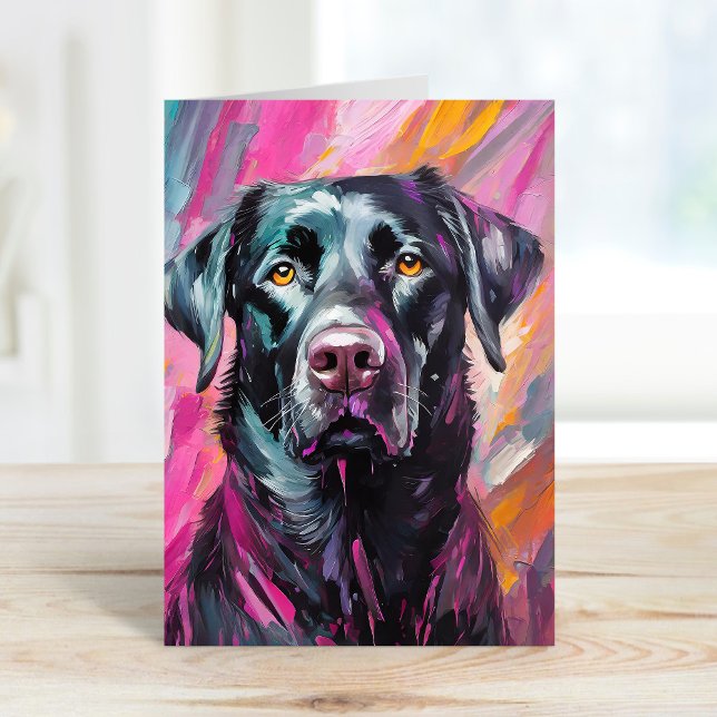 Black Lab Portrait Modern Art Card (Creator Uploaded)
