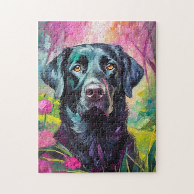Black Lab Portrait Modern Art Jigsaw Puzzle (Vertical)
