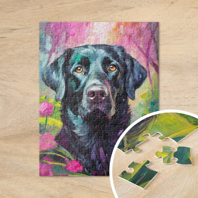Black Lab Portrait Modern Art Jigsaw Puzzle (Creator Uploaded)