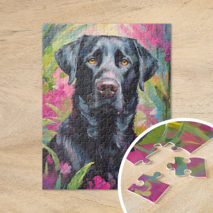 Black Lab Portrait Modern Art Jigsaw Puzzle
