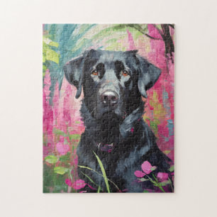 Black Lab Portrait Modern Art Jigsaw Puzzle