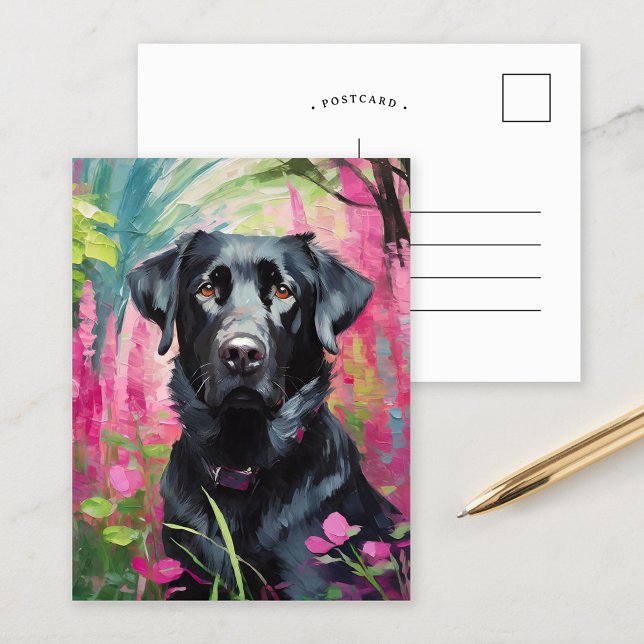 Black Lab Portrait Modern Art Postcard (Creator Uploaded)