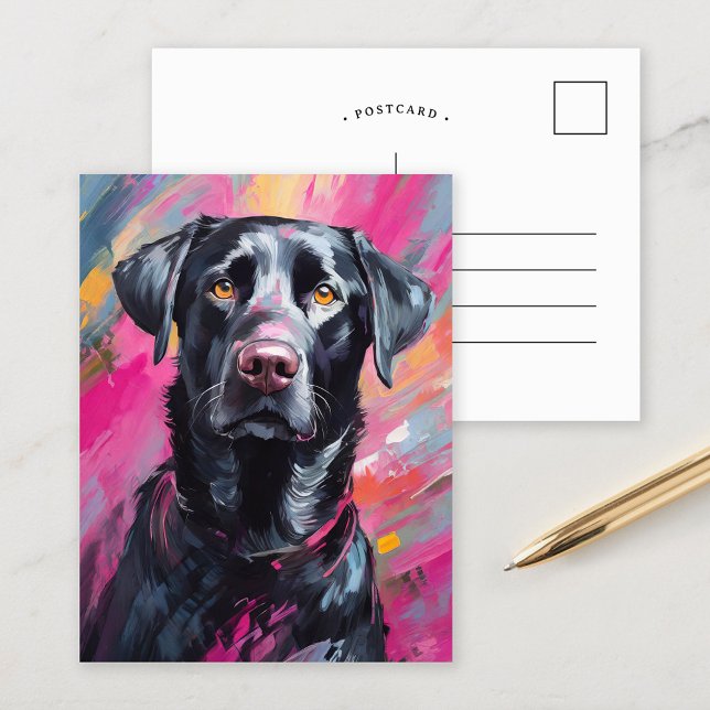 Black Lab Portrait Modern Art Postcard (Creator Uploaded)