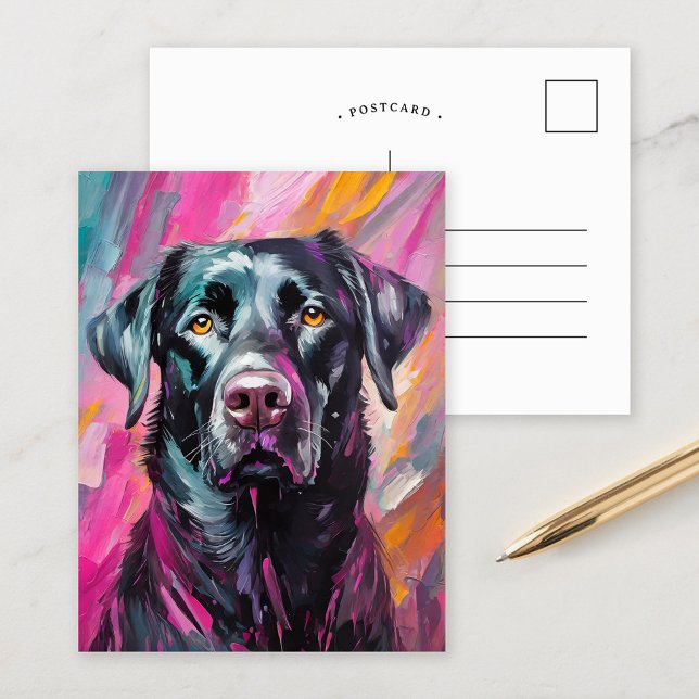 Black Lab Portrait Modern Art Postcard (Creator Uploaded)