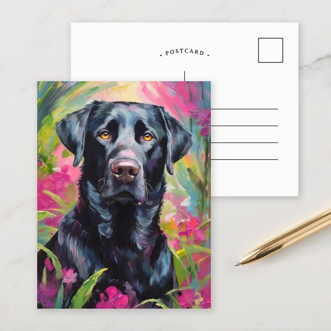 Black Lab Portrait Modern Art Postcard (Creator Uploaded)