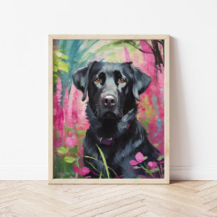 Black Lab Portrait Modern Art Poster