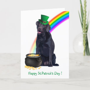 Black Lab Pot Of Gold St.Patrick's Day Holiday Card